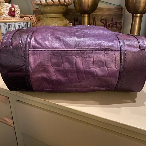 B. Makowski Purple Leather Large Tote - Picture 9 of 14